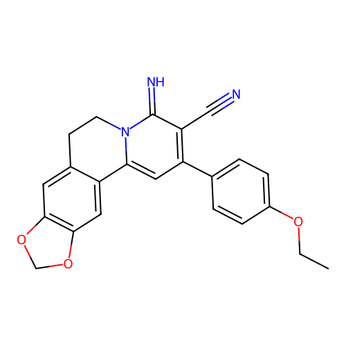 2-(4-ethoxyphenyl)-4-imino-6,7-dihydro-4H-[1,3]dioxolo[4,5-g]pyrido[2,1-a]isoquinoline-3-carbonitrile structure