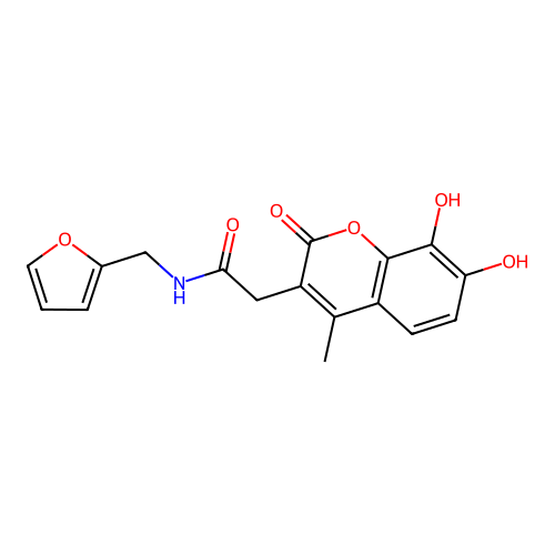 2-(7,8-dihydroxy-4-methyl-2-oxo-2H-chromen-3-yl)-N-(furan-2-ylmethyl)acetamide structure