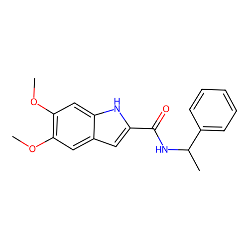 5,6-dimethoxy-N-(1-phenylethyl)-1H-indole-2-carboxamide structure