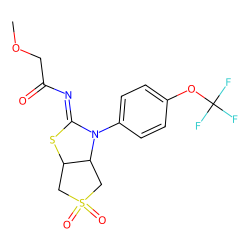 N-[(2Z)-5,5-dioxido-3-[4-(trifluoromethoxy)phenyl]tetrahydrothieno[3,4-d][1,3]thiazol-2(3H)-ylidene]-2-methoxyacetamide structure