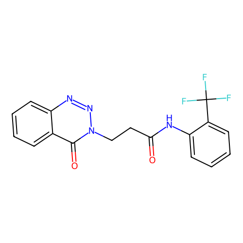 3-(4-oxo-1,2,3-benzotriazin-3(4H)-yl)-N-[2-(trifluoromethyl)phenyl]propanamide structure
