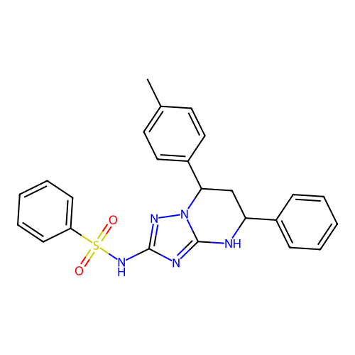 N-(5-phenyl-7-(p-tolyl)-4,5,6,7-tetrahydro-[1,2,4]triazolo[1,5-a]pyrimidin-2-yl)benzenesulfonamide structure