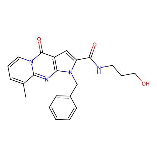 1-benzyl-N-(3-hydroxypropyl)-9-methyl-4-oxo-1,4-dihydropyrido[1,2-a]pyrrolo[2,3-d]pyrimidine-2-carboxamide structure