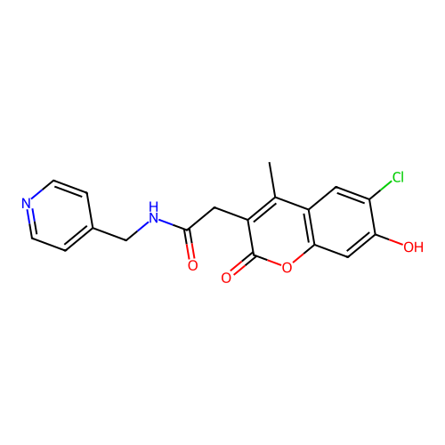 2-(6-chloro-7-hydroxy-4-methyl-2-oxo-2H-chromen-3-yl)-N-(pyridin-4-ylmethyl)acetamide structure