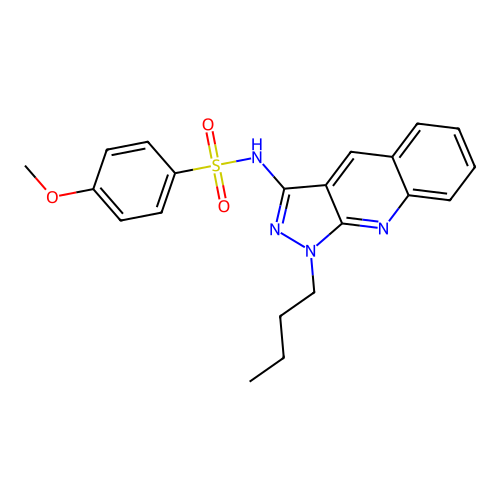 N-(1-butyl-1H-pyrazolo[3,4-b]quinolin-3-yl)-4-methoxybenzenesulfonamide structure
