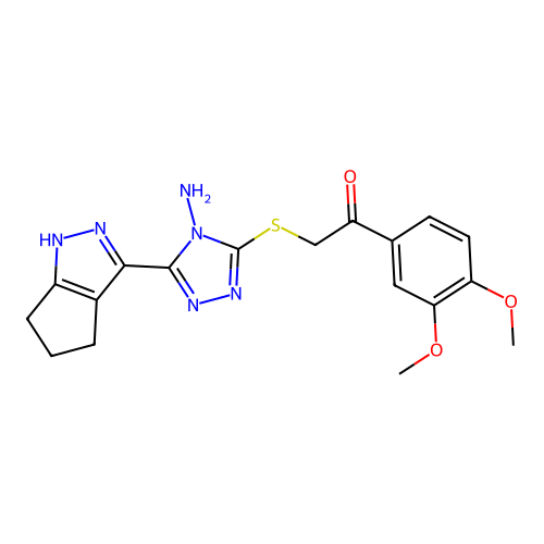 2-((4-amino-5-(1,4,5,6-tetrahydrocyclopenta[c]pyrazol-3-yl)-4H-1,2,4-triazol-3-yl)thio)-1-(3,4-dimethoxyphenyl)ethanone structure
