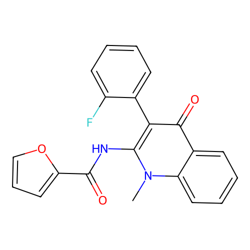N-[3-(2-fluorophenyl)-1-methyl-4-oxoquinolin-2-yl]furan-2-carboxamide structure