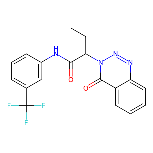 2-(4-oxo-1,2,3-benzotriazin-3(4H)-yl)-N-[3-(trifluoromethyl)phenyl]butanamide structure