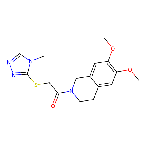 1-(6,7-dimethoxy-3,4-dihydro-1H-isoquinolin-2-yl)-2-[(4-methyl-1,2,4-triazol-3-yl)sulfanyl]ethanone structure
