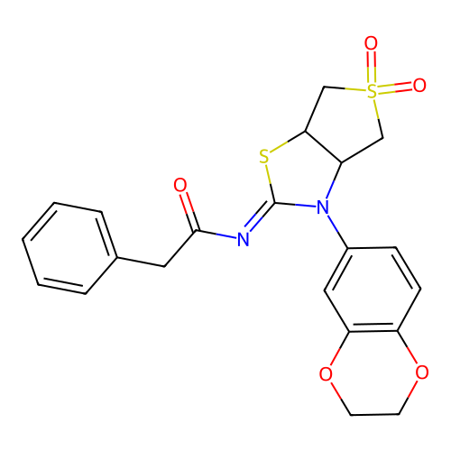(Z)-N-(3-(2,3-dihydrobenzo[b][1,4]dioxin-6-yl)-5,5-dioxidotetrahydrothieno[3,4-d]thiazol-2(3H)-ylidene)-2-phenylacetamide structure