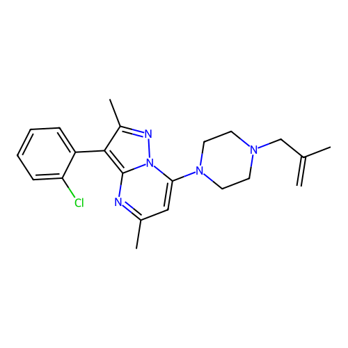 3-(2-chlorophenyl)-2,5-dimethyl-7-(4-(2-methylallyl)piperazin-1-yl)pyrazolo[1,5-a]pyrimidine structure
