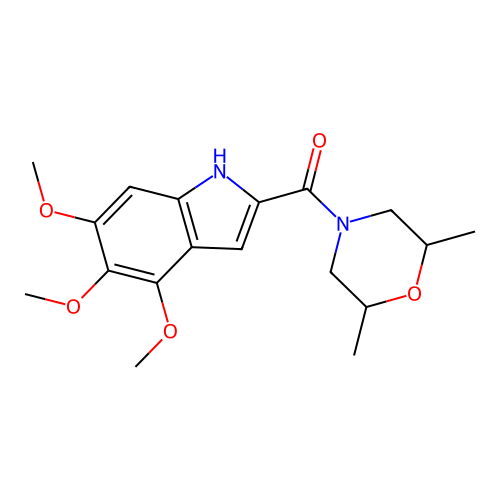 (2,6-dimethylmorpholin-4-yl)(4,5,6-trimethoxy-1H-indol-2-yl)methanone structure