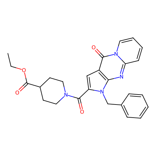 ethyl 1-(1-benzyl-4-oxo-1,4-dihydropyrido[1,2-a]pyrrolo[2,3-d]pyrimidine-2-carbonyl)piperidine-4-carboxylate structure