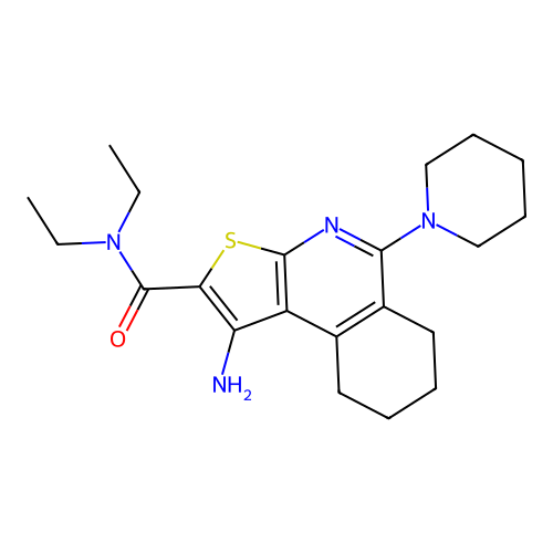 1-amino-N,N-diethyl-5-(piperidin-1-yl)-6,7,8,9-tetrahydrothieno[2,3-c]isoquinoline-2-carboxamide structure