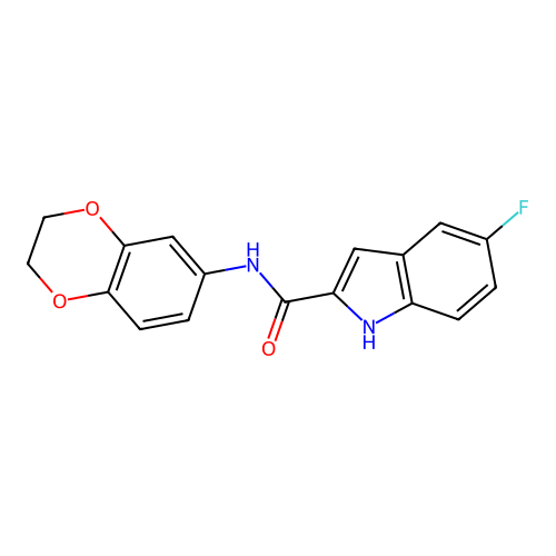 N-(2,3-dihydro-1,4-benzodioxin-6-yl)-5-fluoro-1H-indole-2-carboxamide structure