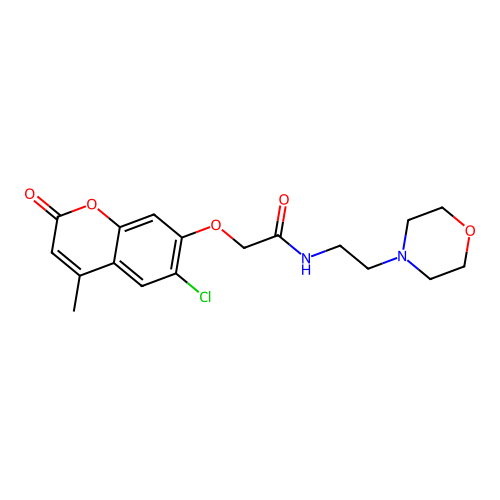 2-[(6-chloro-4-methyl-2-oxo-2H-chromen-7-yl)oxy]-N-[2-(morpholin-4-yl)ethyl]acetamide structure