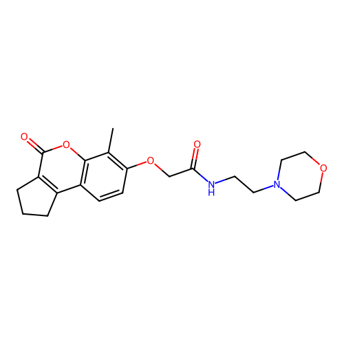 2-[(6-methyl-4-oxo-2,3-dihydro-1H-cyclopenta[c]chromen-7-yl)oxy]-N-(2-morpholin-4-ylethyl)acetamide structure