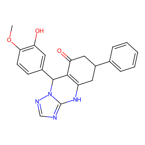 9-(3-hydroxy-4-methoxyphenyl)-6-phenyl-5,6,7,9-tetrahydro-[1,2,4]triazolo[5,1-b]quinazolin-8(4H)-one structure