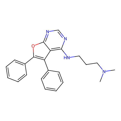 N'-(5,6-diphenylfuro[2,3-d]pyrimidin-4-yl)-N,N-dimethylpropane-1,3-diamine structure