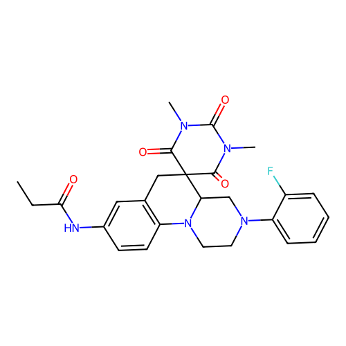 N-(3-(2-fluorophenyl)-1',3'-dimethyl-2',4',6'-trioxo-1,2,2',3,3',4,4a,4',6,6'-decahydro-1'H-spiro[pyrazino[1,2-a]quinoline-5,5'-pyrimidin]-8-yl)propionamide structure
