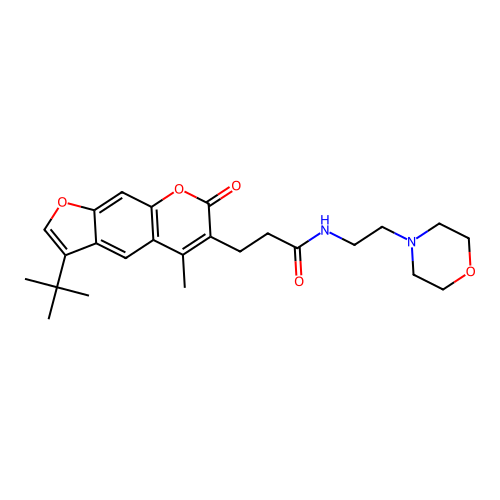 3-(3-(tert-butyl)-5-methyl-7-oxo-7H-furo[3,2-g]chromen-6-yl)-N-(2-morpholinoethyl)propanamide structure