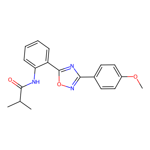 N-{2-[3-(4-methoxyphenyl)-1,2,4-oxadiazol-5-yl]phenyl}-2-methylpropanamide structure