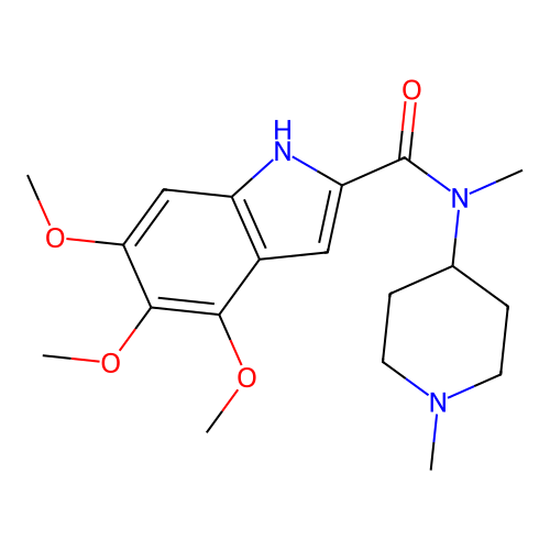 4,5,6-trimethoxy-N-methyl-N-(1-methylpiperidin-4-yl)-1H-indole-2-carboxamide structure