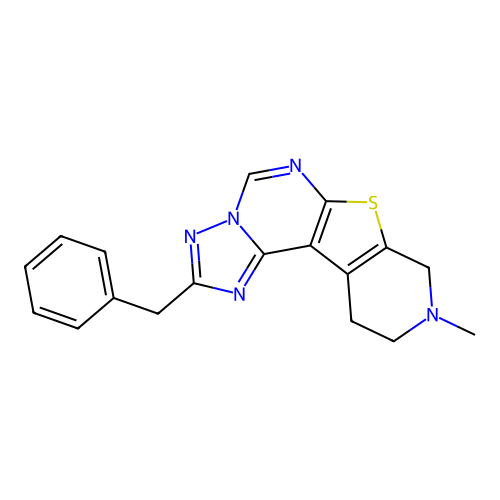 2-benzyl-9-methyl-8,9,10,11-tetrahydropyrido[4',3':4,5]thieno[3,2-e][1,2,4]triazolo[1,5-c]pyrimidine structure
