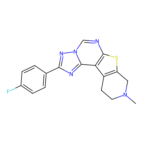 2-(4-fluorophenyl)-9-methyl-8,9,10,11-tetrahydropyrido[4',3':4,5]thieno[3,2-e][1,2,4]triazolo[1,5-c]pyrimidine structure