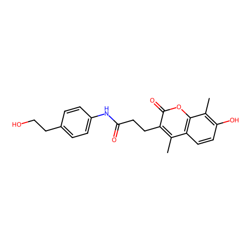 3-(7-hydroxy-4,8-dimethyl-2-oxo-2H-chromen-3-yl)-N-(4-(2-hydroxyethyl)phenyl)propanamide structure