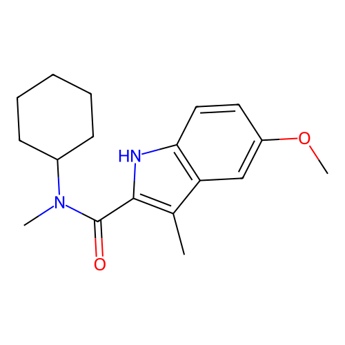 N-cyclohexyl-5-methoxy-N,3-dimethyl-1H-indole-2-carboxamide structure
