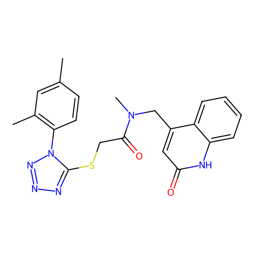 2-{[1-(2,4-dimethylphenyl)-1H-tetrazol-5-yl]sulfanyl}-N-[(2-hydroxyquinolin-4-yl)methyl]-N-methylacetamide structure