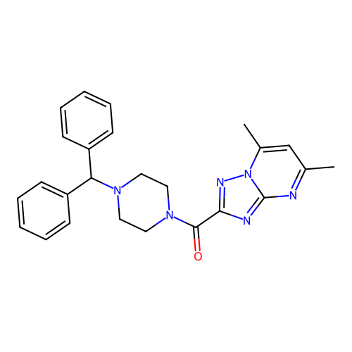 (4-benzhydrylpiperazin-1-yl)(5,7-dimethyl-[1,2,4]triazolo[1,5-a]pyrimidin-2-yl)methanone structure