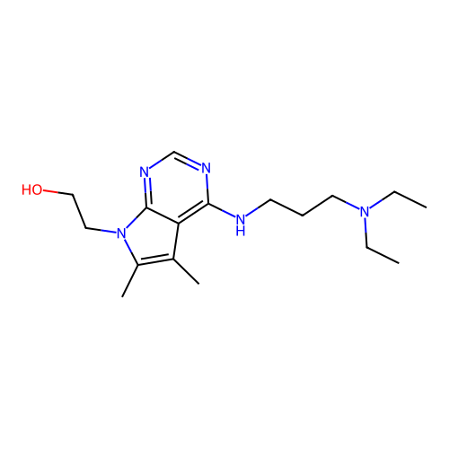 2-(4-((3-(diethylamino)propyl)amino)-5,6-dimethyl-7H-pyrrolo[2,3-d]pyrimidin-7-yl)ethanol structure
