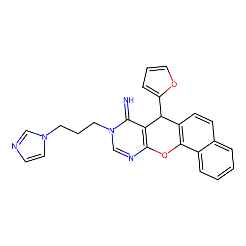 7-(2-FURYL)-9-[3-(1H-IMIDAZOL-1-YL)PROPYL]-7,9-DIHYDRO-8H-BENZO[7,8]CHROMENO[2,3-D]PYRIMIDIN-8-IMINE structure
