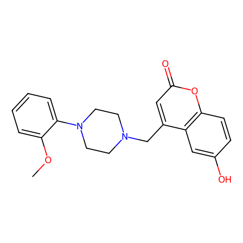 6-Hydroxy-4-[[4-(2-methoxyphenyl)piperazin-1-yl]methyl]chromen-2-one structure