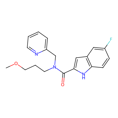 5-fluoro-N-(3-methoxypropyl)-N-(pyridin-2-ylmethyl)-1H-indole-2-carboxamide structure