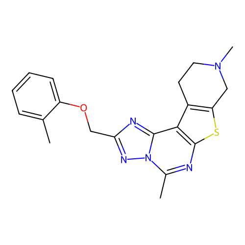 5,9-dimethyl-2-[(2-methylphenoxy)methyl]-8,9,10,11-tetrahydropyrido[4',3':4,5]thieno[3,2-e][1,2,4]triazolo[1,5-c]pyrimidine structure