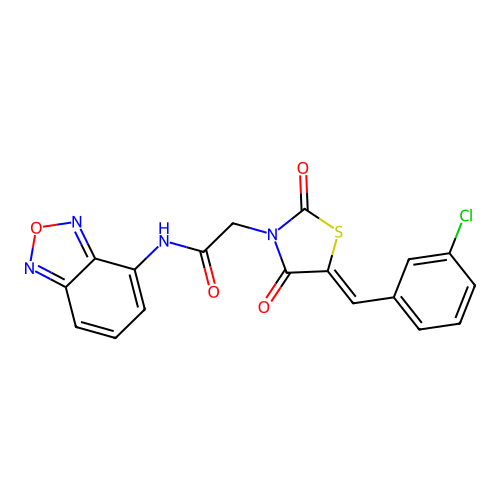 N-(2,1,3-benzoxadiazol-4-yl)-2-[(5Z)-5-(3-chlorobenzylidene)-2,4-dioxo-1,3-thiazolidin-3-yl]acetamide structure