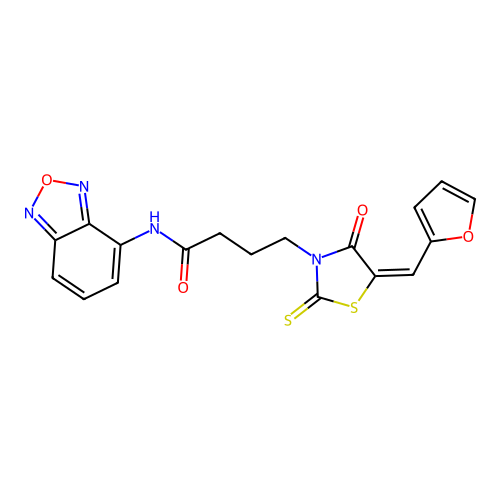 (E)-N-(benzo[c][1,2,5]oxadiazol-4-yl)-4-(5-(furan-2-ylmethylene)-4-oxo-2-thioxothiazolidin-3-yl)butanamide structure