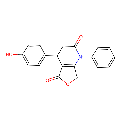 4-(4-hydroxyphenyl)-1-phenyl-4,7-dihydrofuro[3,4-b]pyridine-2,5(1H,3H)-dione structure