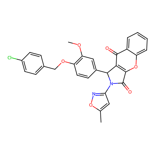 1-(4-((4-chlorobenzyl)oxy)-3-methoxyphenyl)-2-(5-methylisoxazol-3-yl)-1,2-dihydrochromeno[2,3-c]pyrrole-3,9-dione structure
