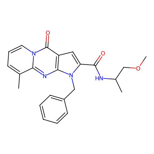 1-benzyl-N-(1-methoxypropan-2-yl)-9-methyl-4-oxo-1,4-dihydropyrido[1,2-a]pyrrolo[2,3-d]pyrimidine-2-carboxamide structure