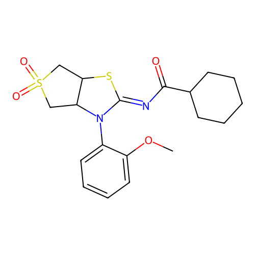 (Z)-N-(3-(2-methoxyphenyl)-5,5-dioxidotetrahydrothieno[3,4-d]thiazol-2(3H)-ylidene)cyclohexanecarboxamide structure