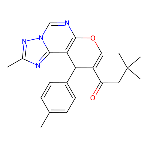 2,9,9-trimethyl-12-(4-methylphenyl)-8,9,10,12-tetrahydro-11H-chromeno[3,2-e][1,2,4]triazolo[1,5-c]pyrimidin-11-one structure