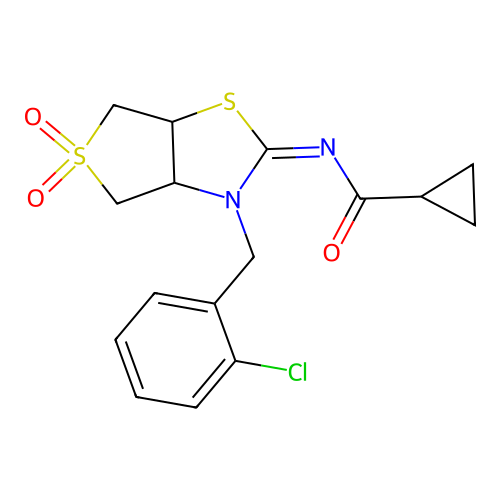 N-[(2Z)-3-(2-chlorobenzyl)-5,5-dioxidotetrahydrothieno[3,4-d][1,3]thiazol-2(3H)-ylidene]cyclopropanecarboxamide structure