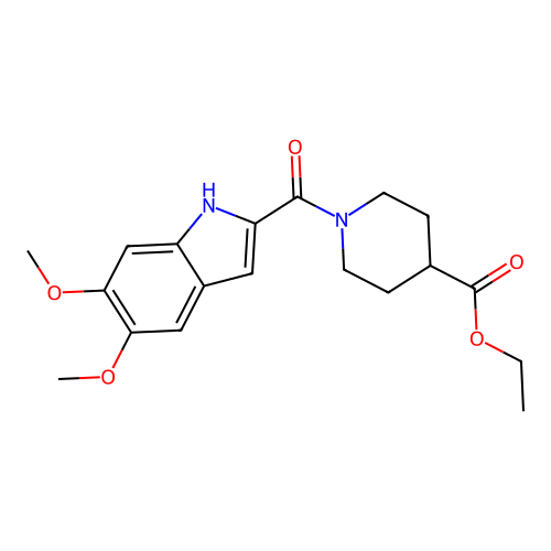ethyl 1-(5,6-dimethoxy-1H-indole-2-carbonyl)piperidine-4-carboxylate structure