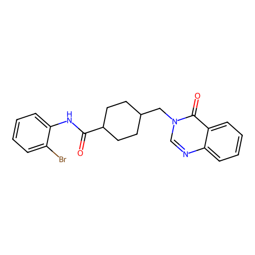 N-(2-bromophenyl)-4-((4-oxoquinazolin-3(4H)-yl)methyl)cyclohexanecarboxamide structure