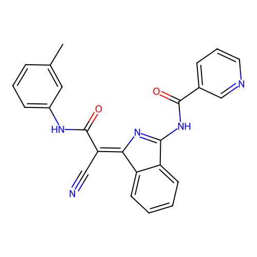 (Z)-N-(1-(1-cyano-2-oxo-2-(m-tolylamino)ethylidene)-1H-isoindol-3-yl)nicotinamide structure