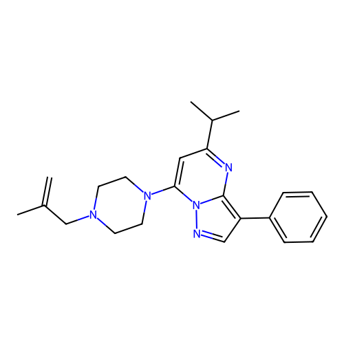 5-isopropyl-7-(4-(2-methylallyl)piperazin-1-yl)-3-phenylpyrazolo[1,5-a]pyrimidine structure